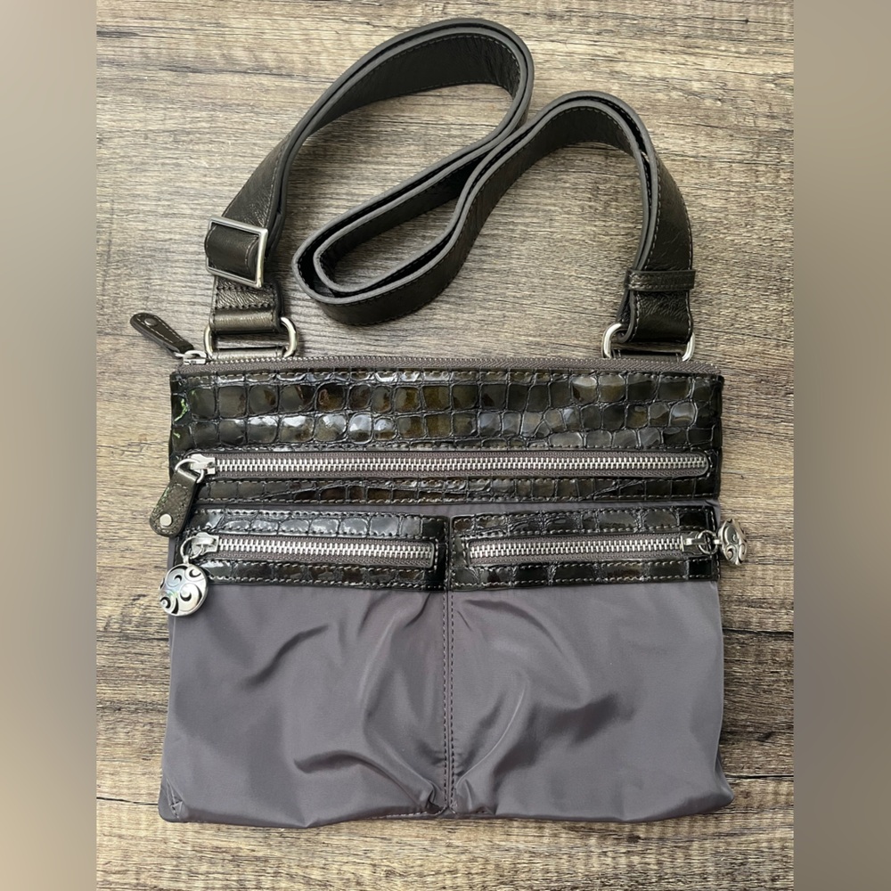 Brighton nylon and croc embossed crossbody bag